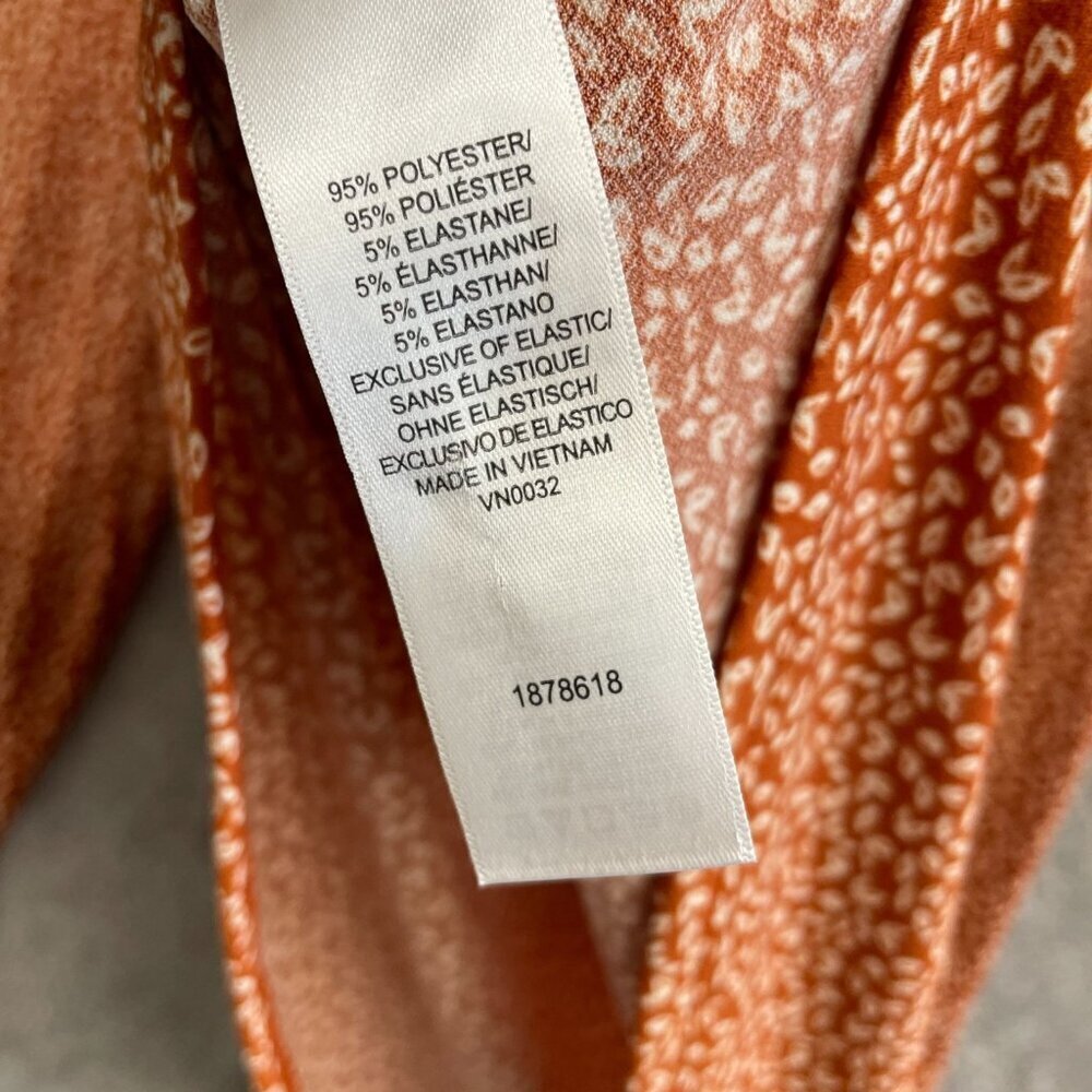 NWOT Adrianna Papell Women's XS Rust Floral Print Blouse With Smocked Neck J1002 - Picture 10 of 14